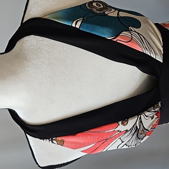 Studio Y Retro Coral, Turquoise, and Brown Halter Dress - Picture 6 of 12